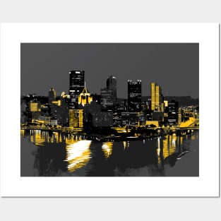 Pittsburgh Downtown Skyline Digital Painting Posters and Art